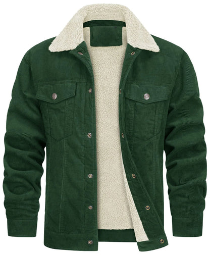 Charlie - Men's fleece lined trucker jacket with teddy collar and snap front