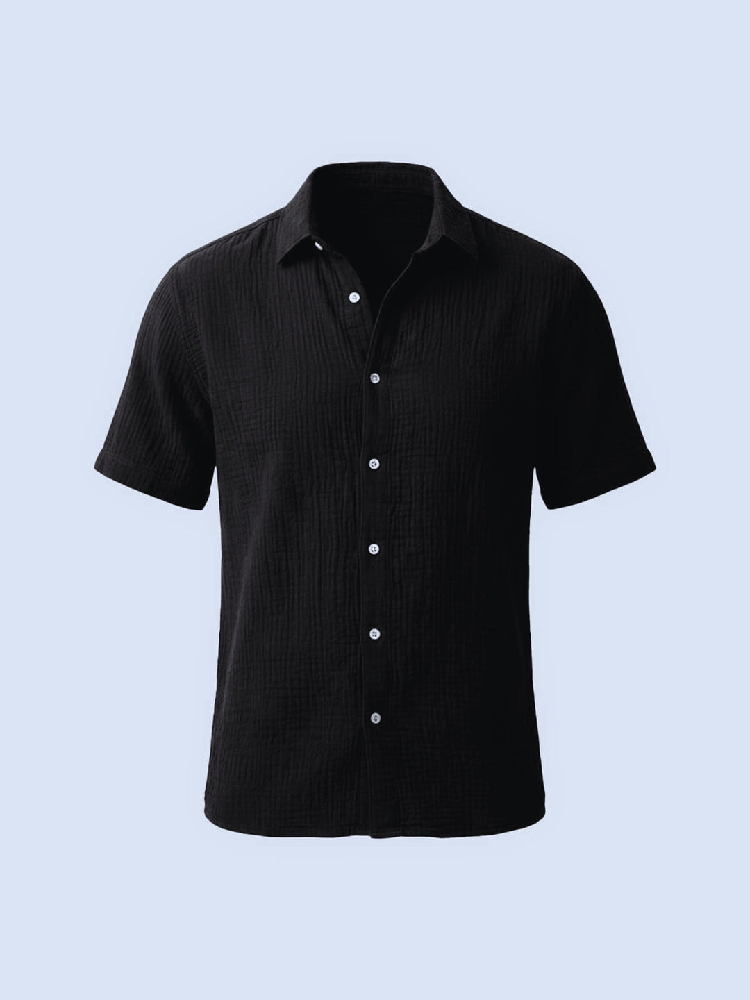 Charlie - Preppy Men's Cotton Linen Shirt with Short Sleeves and Button Front