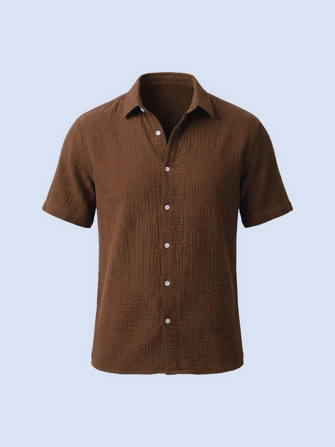 Charlie - Preppy Men's Cotton Linen Shirt with Short Sleeves and Button Front