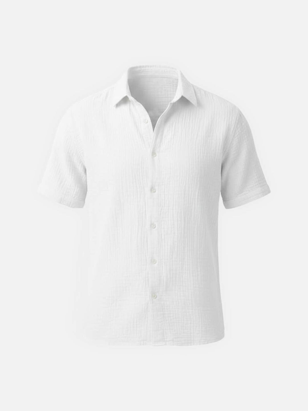 Charlie - Preppy Men's Cotton Linen Shirt with Short Sleeves and Button Front