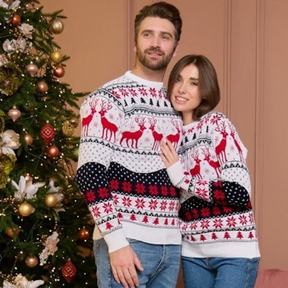 Charlie - Unisex matching christmas jumper with reindeer print and crew neck