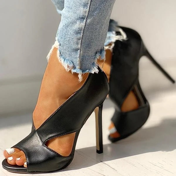 Olivia - Elegant Women's Orthopedic Sandals with Peep Toe and Cutout Ankle Detail