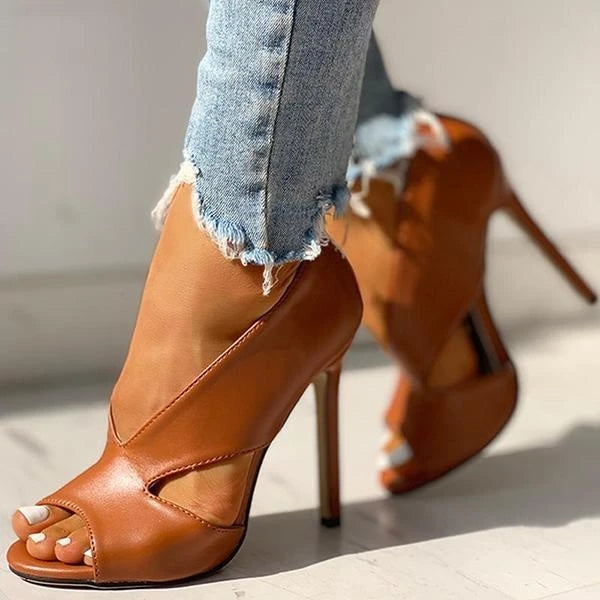 Olivia - Elegant Women's Orthopedic Sandals with Peep Toe and Cutout Ankle Detail