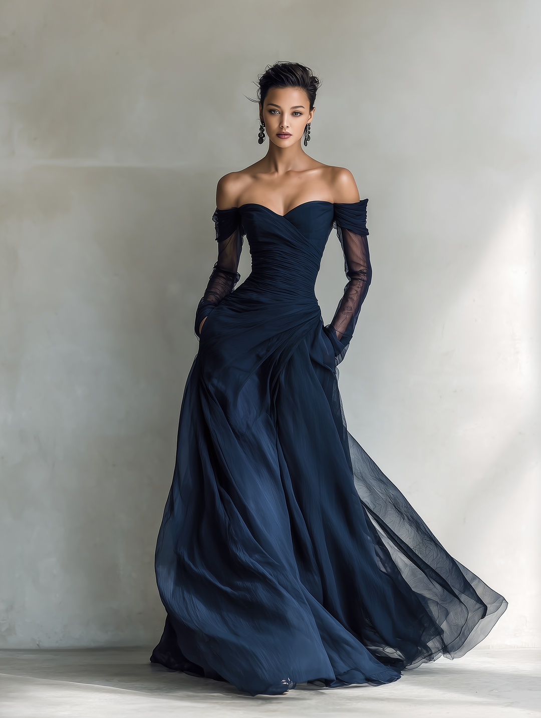 Charlotte - Chic Women's Wedding Guest Dress with Sweetheart Neckline and Sheer Sleeves