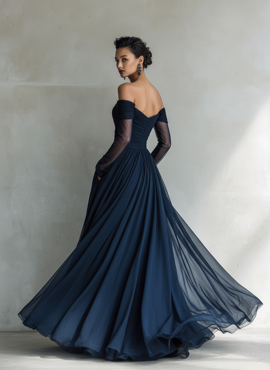 Charlotte - Chic Women's Wedding Guest Dress with Sweetheart Neckline and Sheer Sleeves