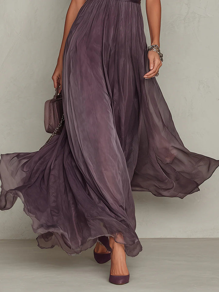 Charlotte - Elegant Women's Maxi Dress with Puff Sleeves and Cut-Out Neckline