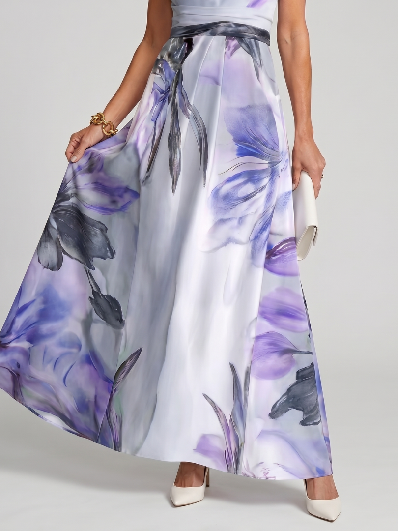 Charlotte - Elegant Women's Wedding Guest Dress with One-Shoulder Neckline and Floral Print