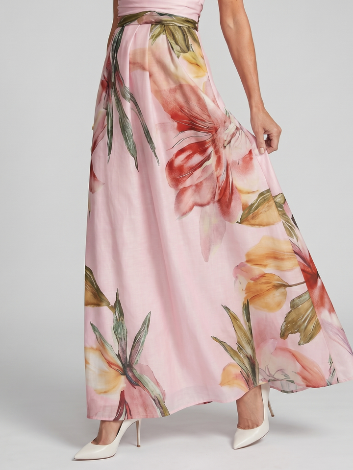 Charlotte - Elegant Women's Wedding Guest Dress with One-Shoulder Neckline and Floral Print