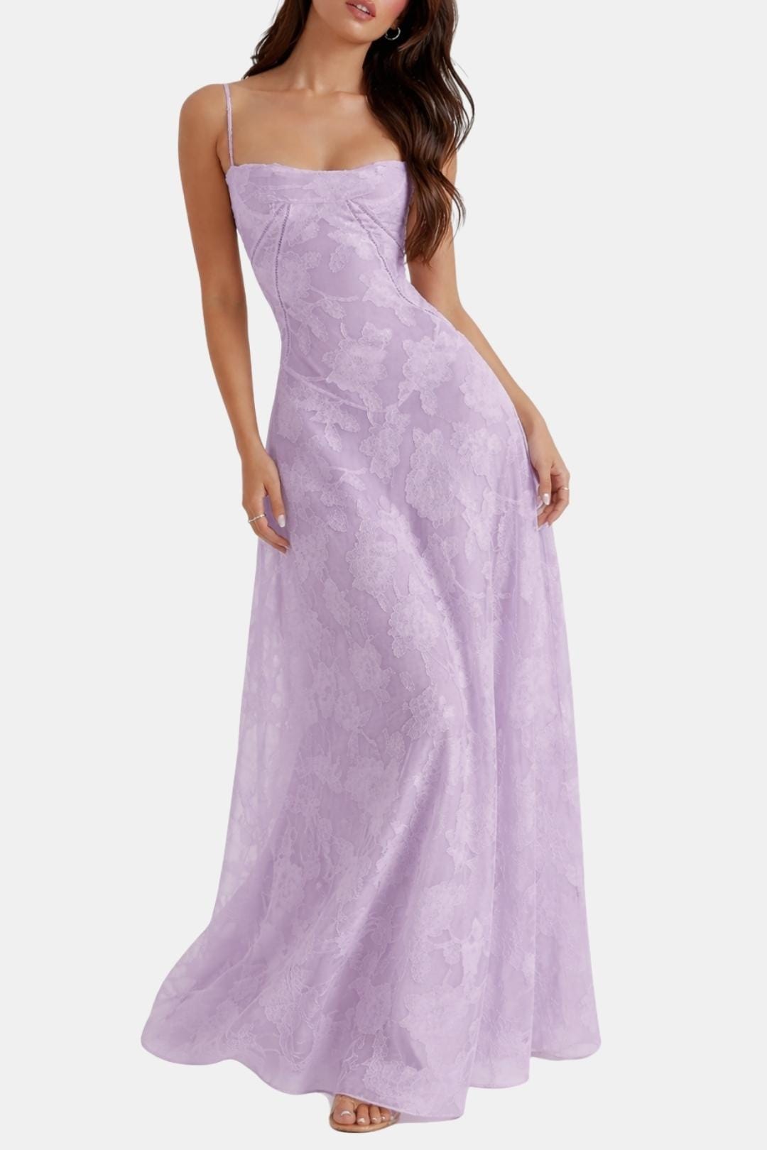 Charlotte - Elegant Women's Wedding Guest Dress with Sweetheart Neck and Flowy Maxi Skirt