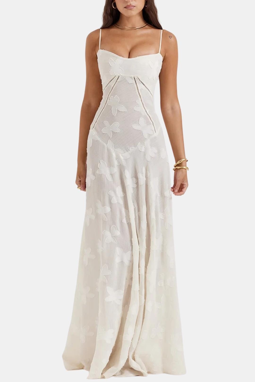 Charlotte - Elegant Women's Wedding Guest Dress with Sweetheart Neck and Flowy Maxi Skirt