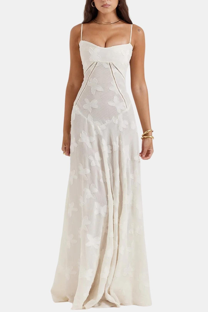 Charlotte - Elegant Women's Wedding Guest Dress with Sweetheart Neck and Flowy Maxi Skirt