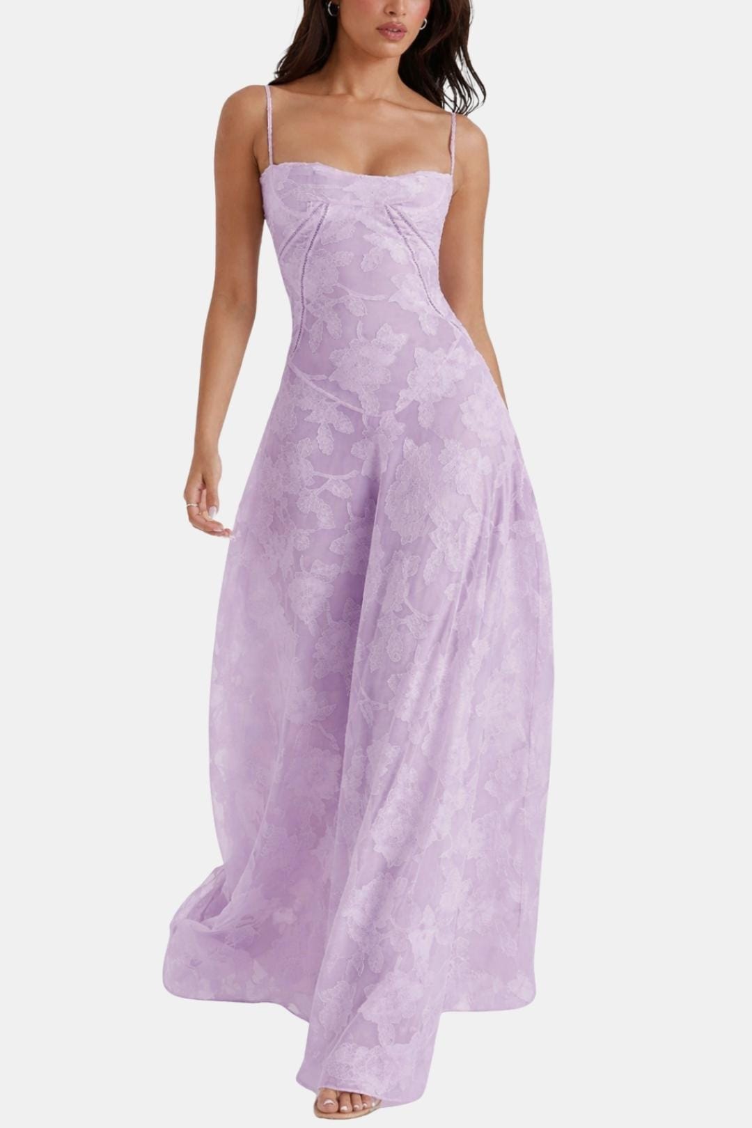 Charlotte - Elegant Women's Wedding Guest Dress with Sweetheart Neck and Flowy Maxi Skirt