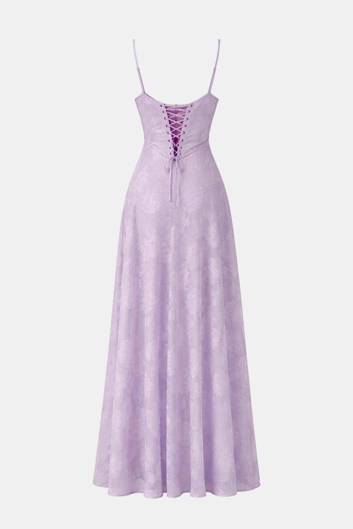 Charlotte - Elegant Women's Wedding Guest Dress with Sweetheart Neck and Flowy Maxi Skirt