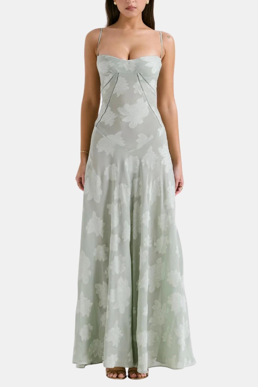 Charlotte - Elegant Women's Wedding Guest Dress with Sweetheart Neck and Flowy Maxi Skirt