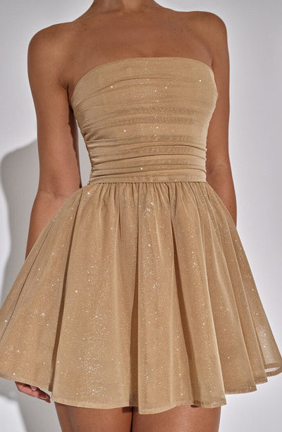Charlotte - Glam Strapless Women's Wedding Guest Dress with Flared Skirt and Ruched Bodice