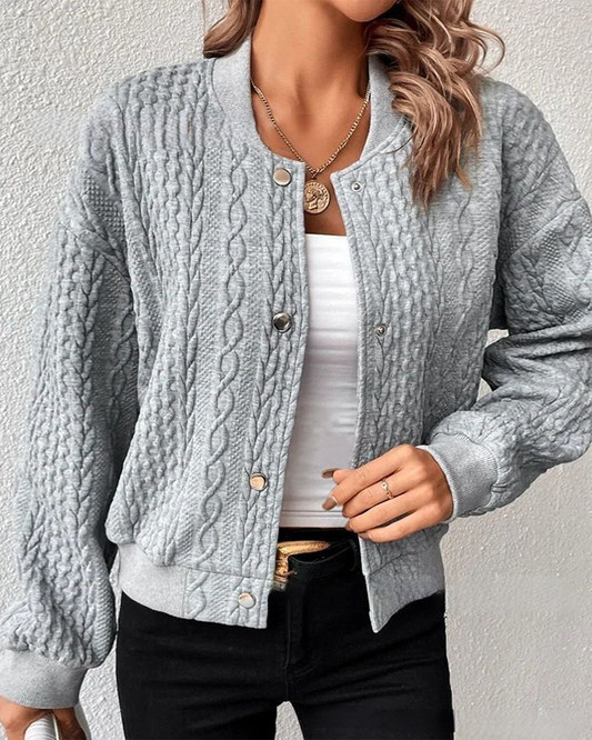 Charlotte - Women's Autumn Bomber Jacket Knitted Style with Button Front