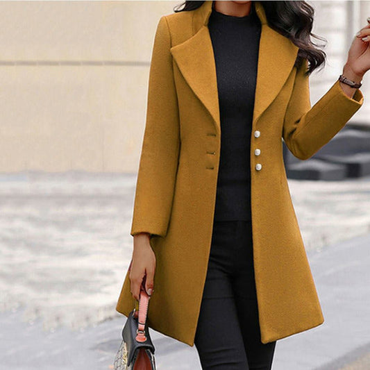 Charlotte - Women's Autumn Coat Smart Casual with Notch Lapel