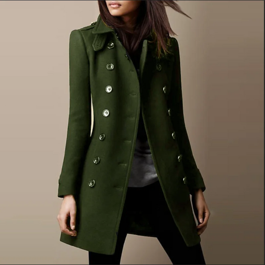 Charlotte - Women's Winter Coat Elegant with Double Breasted Buttons