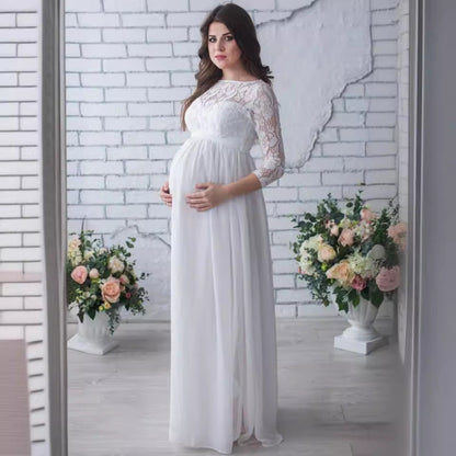 Charlotte - Women’s elegant maternity maxi evening dress with empire waist
