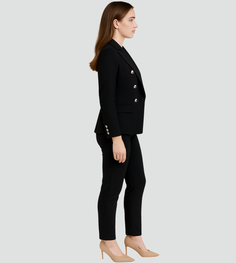 Charlotte - Women’s matching blazer set with double breasted front and slim leg
