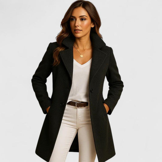 Charlotte - Women's winter coat with long tailored fit and double breasted front