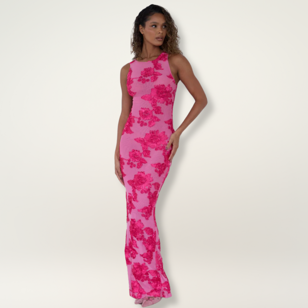Chloe - Chic Women's Wedding Guest Maxi Dress with Floral Print and Mermaid Hem