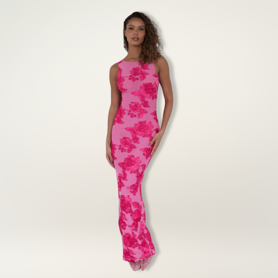 Chloe - Chic Women's Wedding Guest Maxi Dress with Floral Print and Mermaid Hem