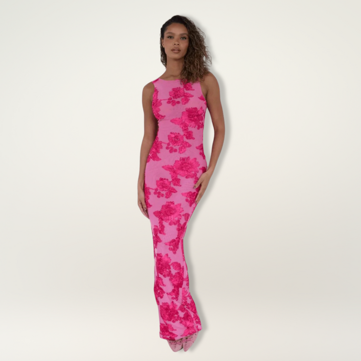 Chloe - Chic Women's Wedding Guest Maxi Dress with Floral Print and Mermaid Hem