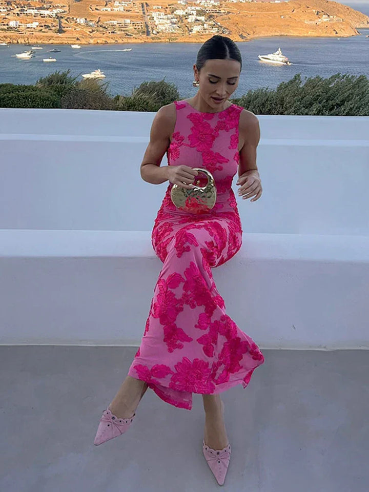 Chloe - Chic Women's Wedding Guest Maxi Dress with Floral Print and Mermaid Hem