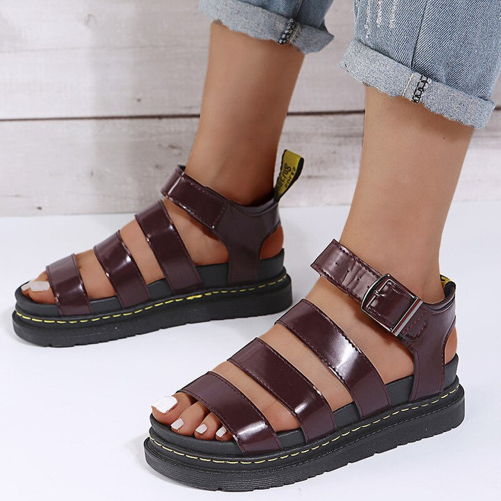 Chloe - Edgy Women's Gladiator Sandals with Triple Strap and Ankle Buckle Platform Sole