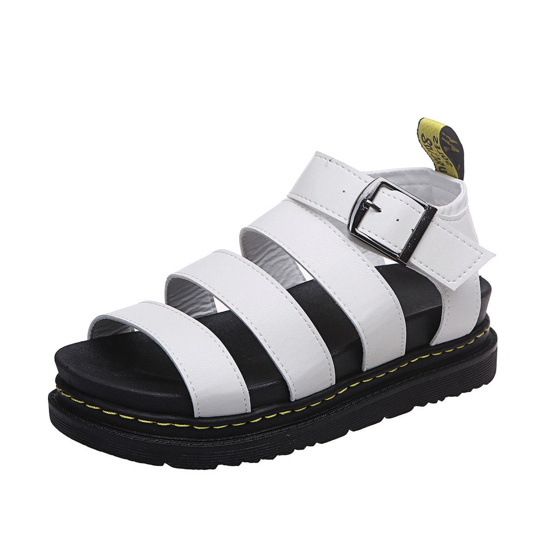 Chloe - Edgy Women's Gladiator Sandals with Triple Strap and Ankle Buckle Platform Sole