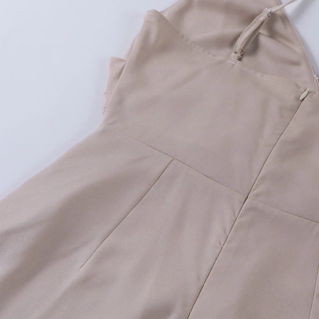 Chloe - Elegant Women's Wedding Guest Dress with Cowl Neck and Thigh Split
