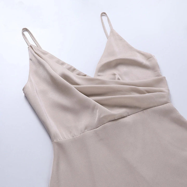 Chloe - Elegant Women's Wedding Guest Dress with Cowl Neck and Thigh Split