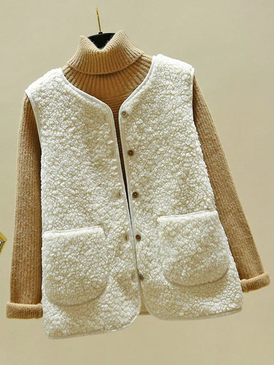 Chloe - Women's Wool Style Bodywarmer for Autumn with Button Front