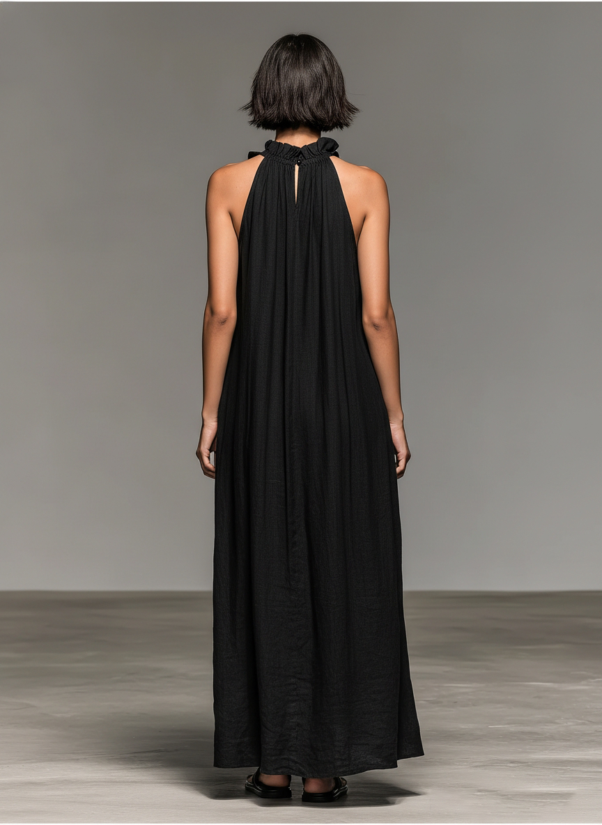 Daisy - Boho Wedding Guest Dress for Women with Ruffle Trim and Halter Neckline