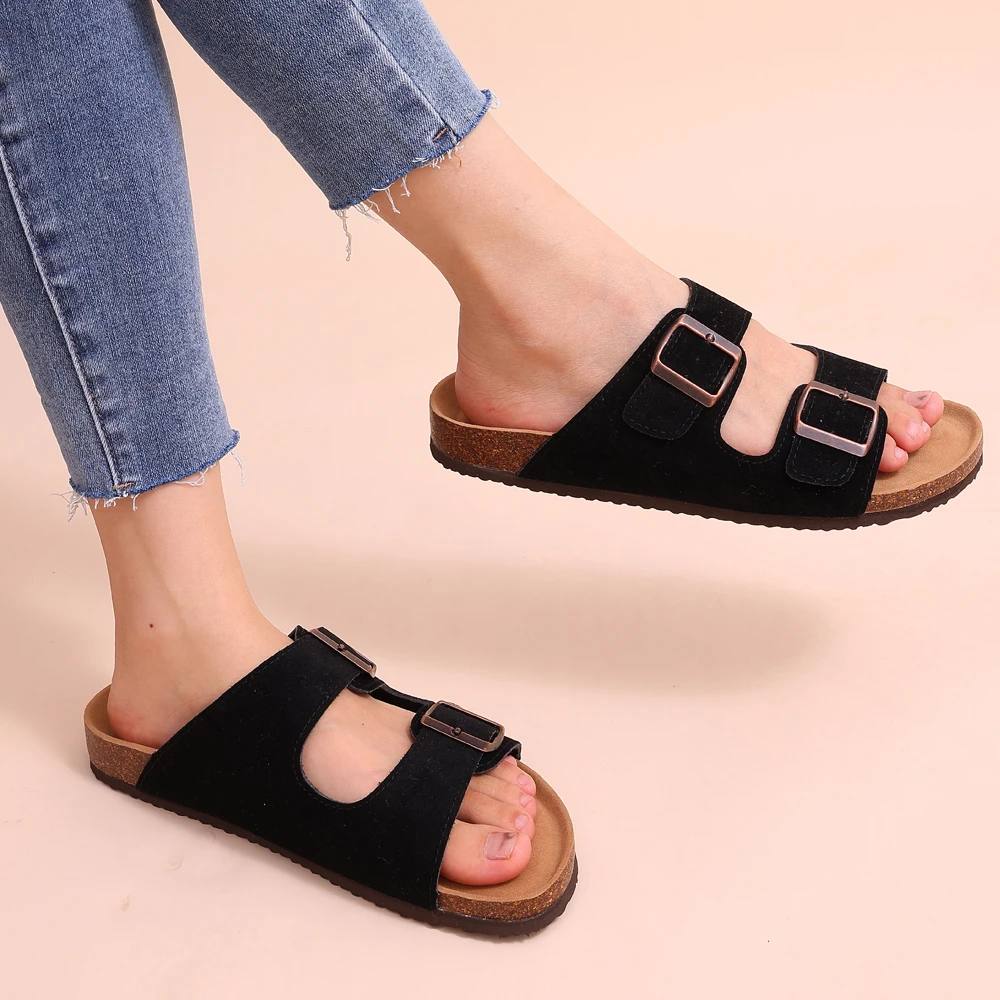 Daisy - Casual Women's Orthopedic Sandals with Double Buckle Strap and Cork Footbed
