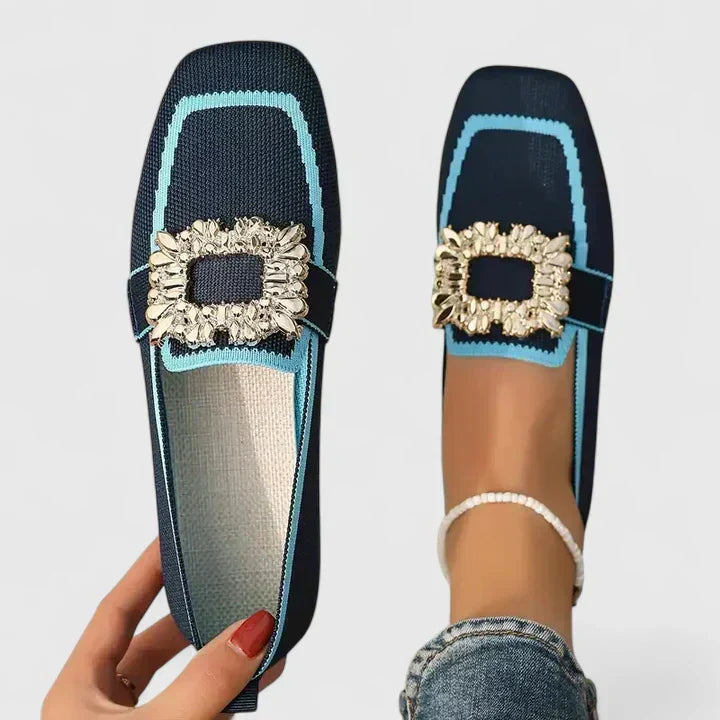 Daisy - Elegant Women's Comfort Loafers with Crystal Buckle Detail