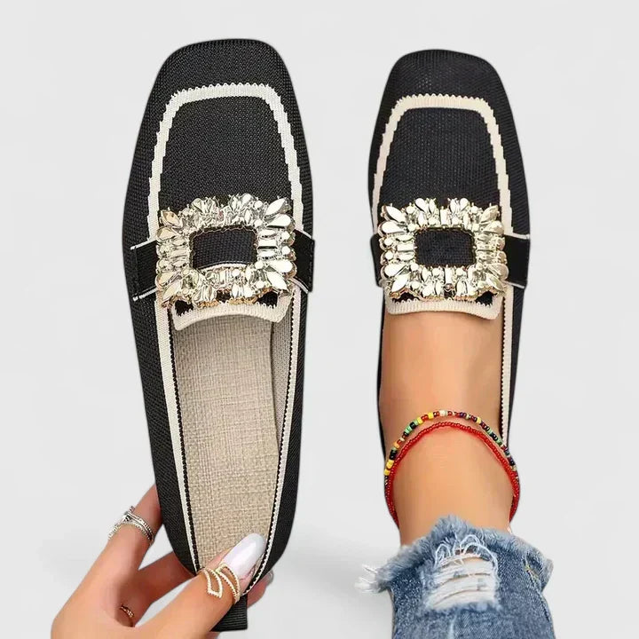 Daisy - Elegant Women's Comfort Loafers with Crystal Buckle Detail