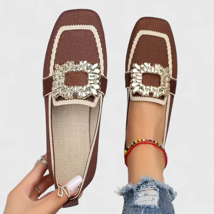 Daisy - Elegant Women's Comfort Loafers with Crystal Buckle Detail