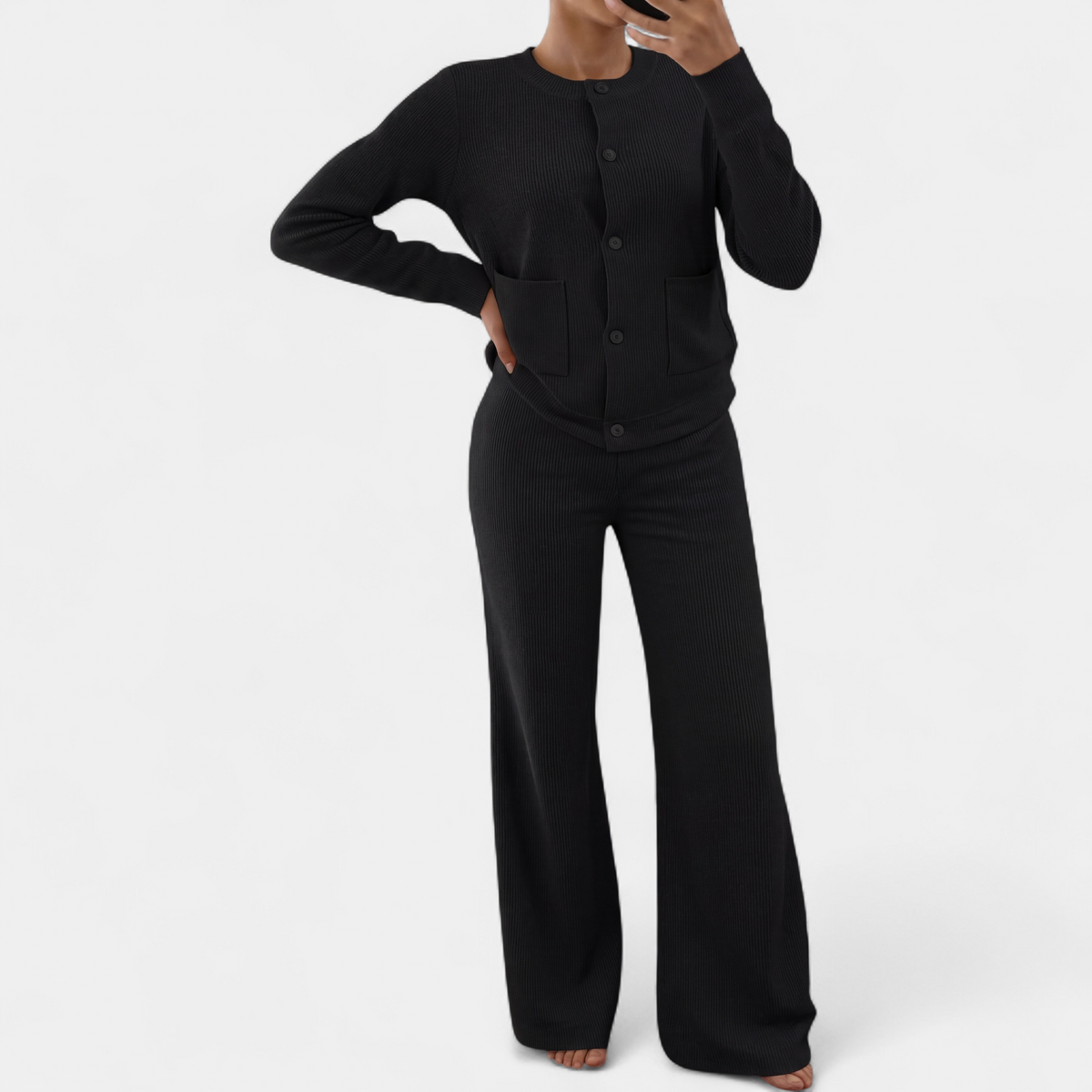 Daisy - Women's cosy ribbed knitted loungewear set with wide leg