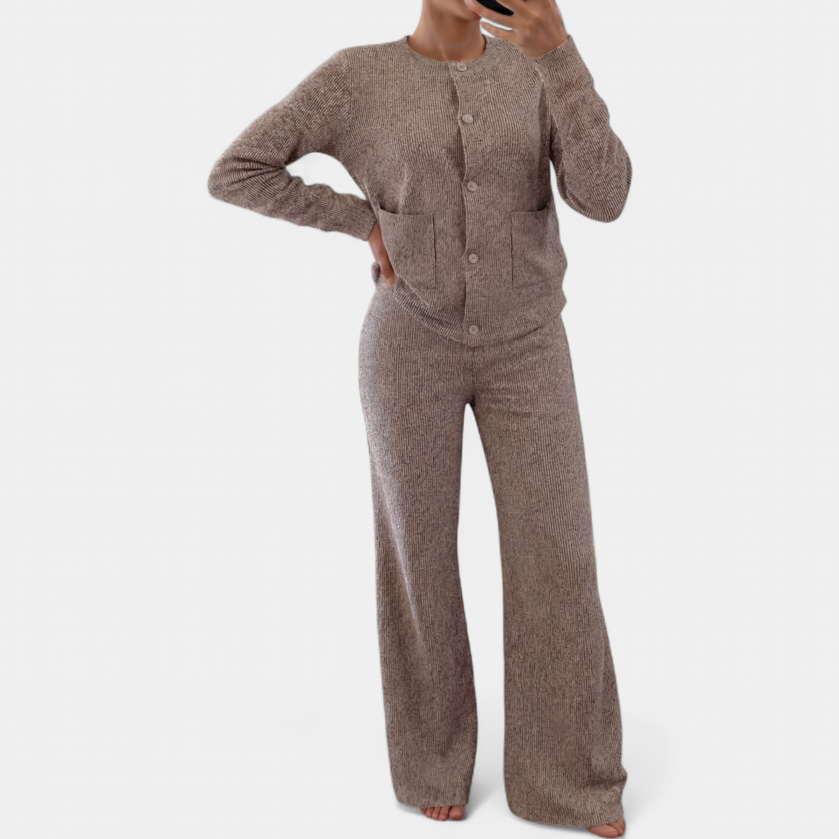 Daisy - Women's cosy ribbed knitted loungewear set with wide leg