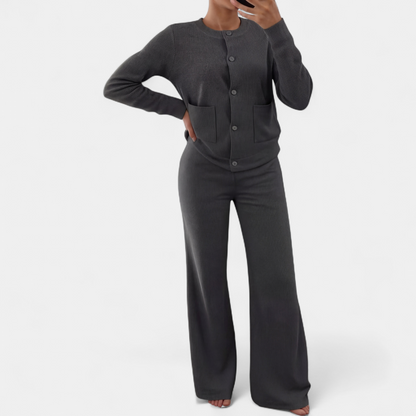Daisy - Women's cosy ribbed knitted loungewear set with wide leg