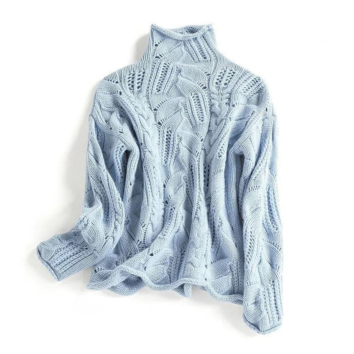 Daisy - Women’s elegant chunky cable knit turtleneck jumper with relaxed fit