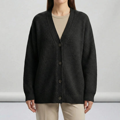 Daisy - Women’s warm oversized ribbed knitted cardigan with v neck