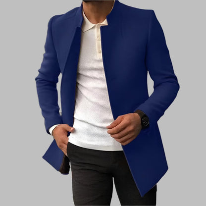 Edward - Men's long slim business winter coat with stand collar