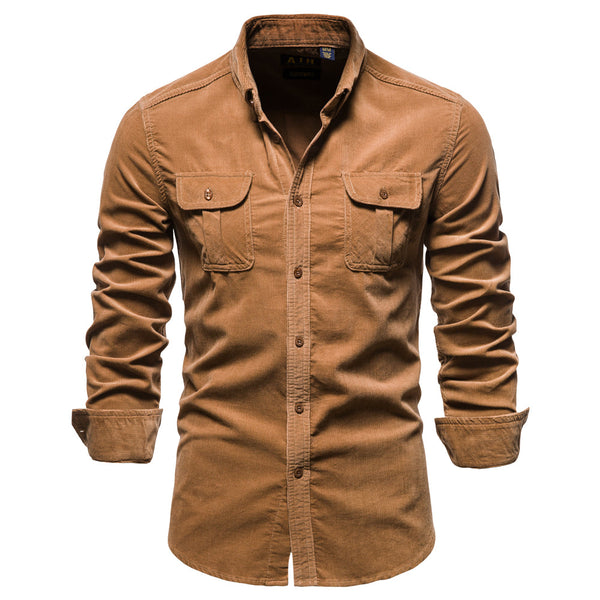 Edward - Men's slim fit casual shirt with long sleeve and flap pockets