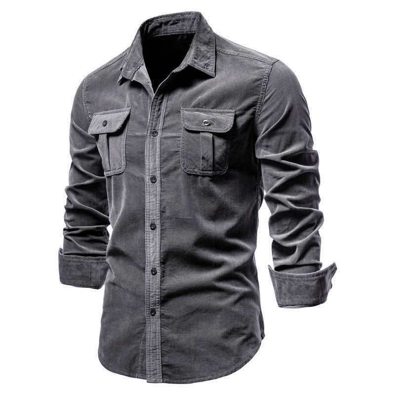 Edward - Men's slim fit casual shirt with long sleeve and flap pockets