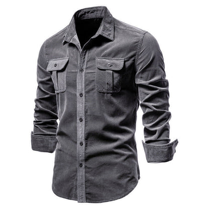 Edward - Men's slim fit casual shirt with long sleeve and flap pockets