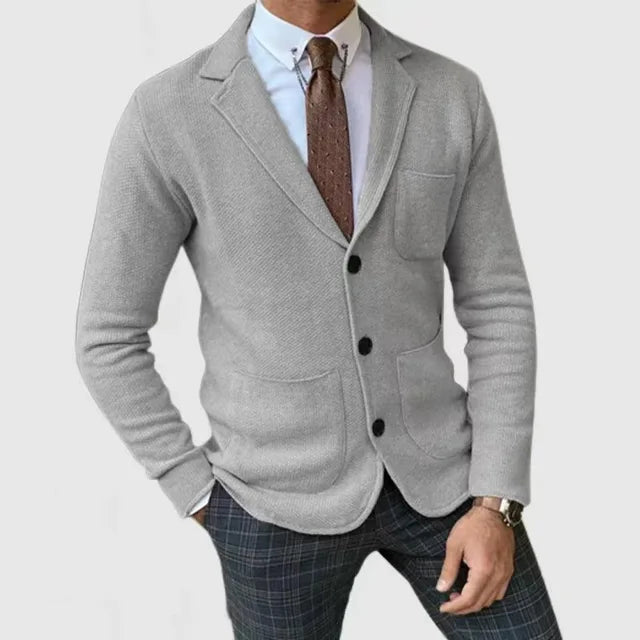 Edward - Men’s smart casual knitted cardigan with lapel collar and button front
