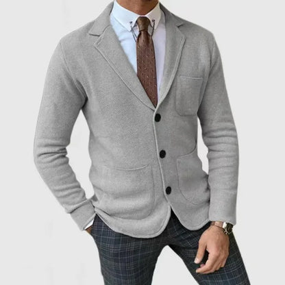 Edward - Men’s smart casual knitted cardigan with lapel collar and button front